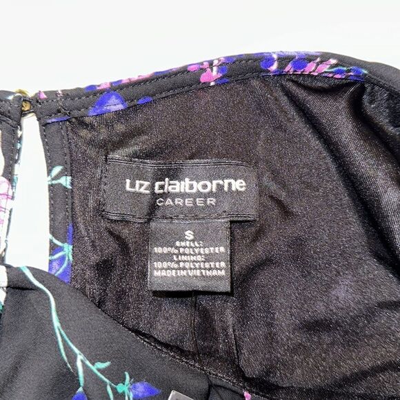 Liz Claiborne S Career Black Multicolored Floral Sleeveless Bubble Waist Top - Picture 8 of 10